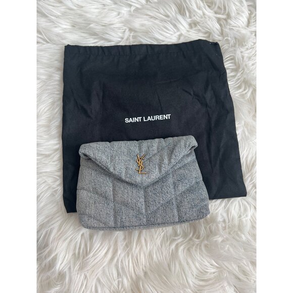 Saint Laurent Loulou Small Puffer Denim Pouch Clutch - Picture 3 of 10